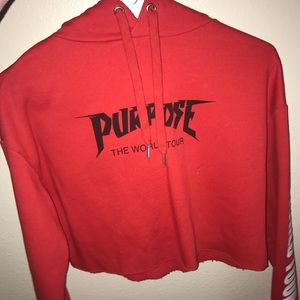 Red purpose tour cropped hoodie